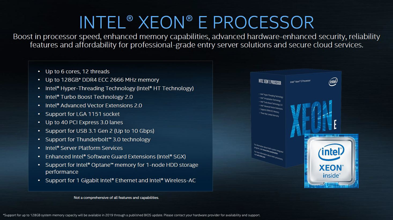 Список свойств процессора Intel Xeon E (Coffee Lake)